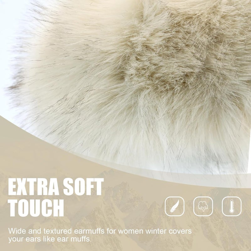 RANOME Faux Fur Headband for Women Elastic Fuzzy Thick Earmuffs Winter Headwrap Ear Muffs Furry Ear Warmers Cold Weather (Apricot) - Image 2